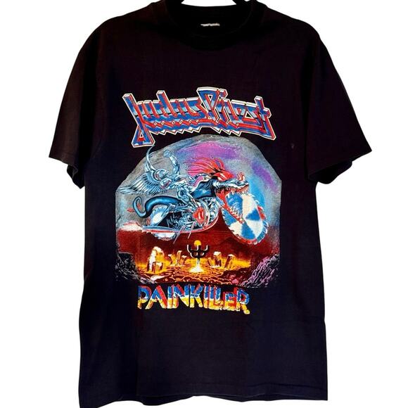 Vintage 90s Judas Priest Megadeath Testament Painkiller 1990 Tour Shirt Medium - Picture 1 of 4